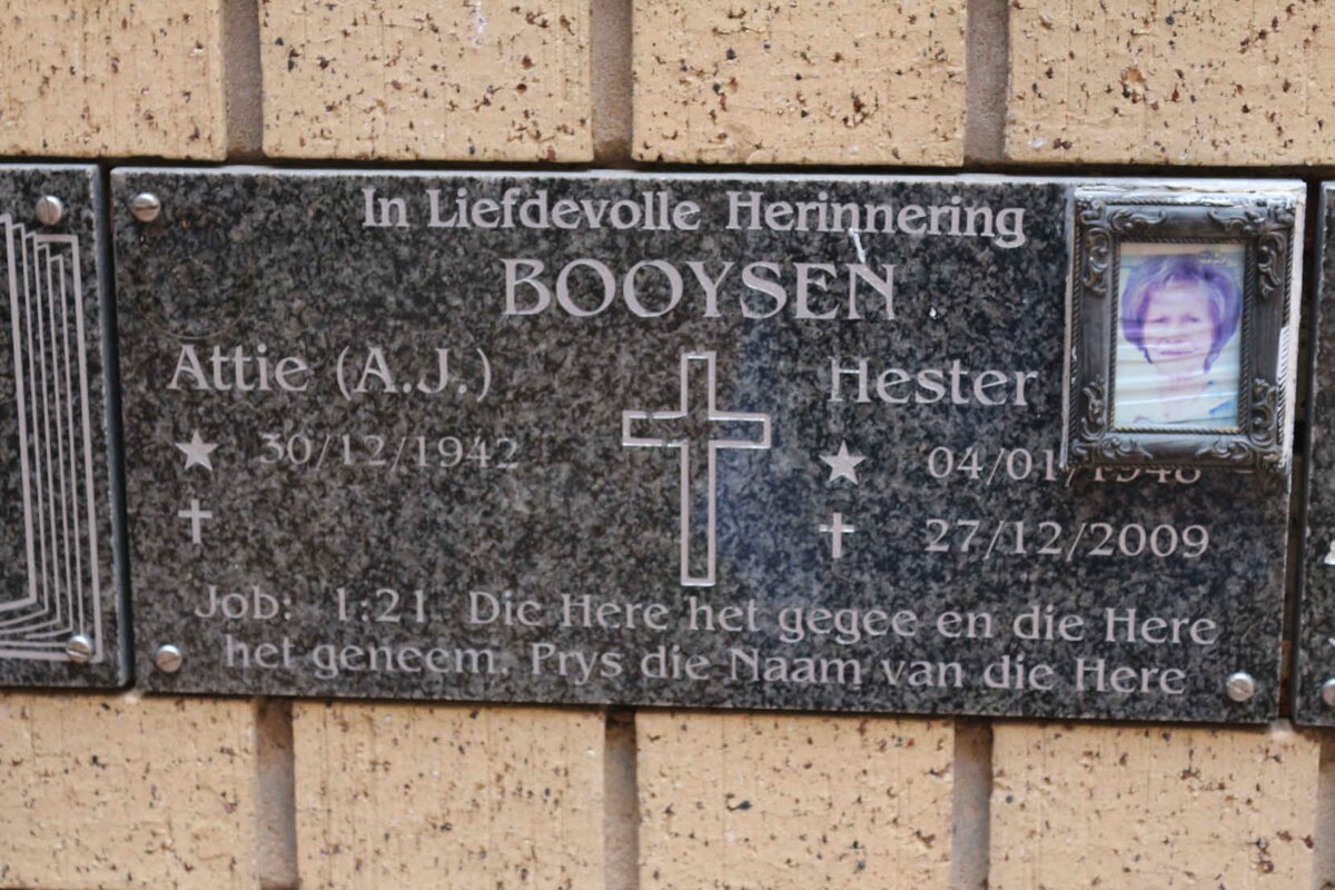 BOOYSEN A.J. 1942- &amp; Hester 194?-2009
