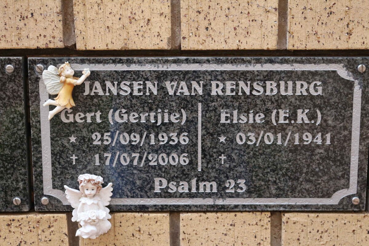 RENSBURG Gert, Jansen van 1936-2006 &amp; E.K 1941-