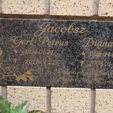 JACOBSZ Gert Petrus 1924-2011 &amp; Diana 1926-2008