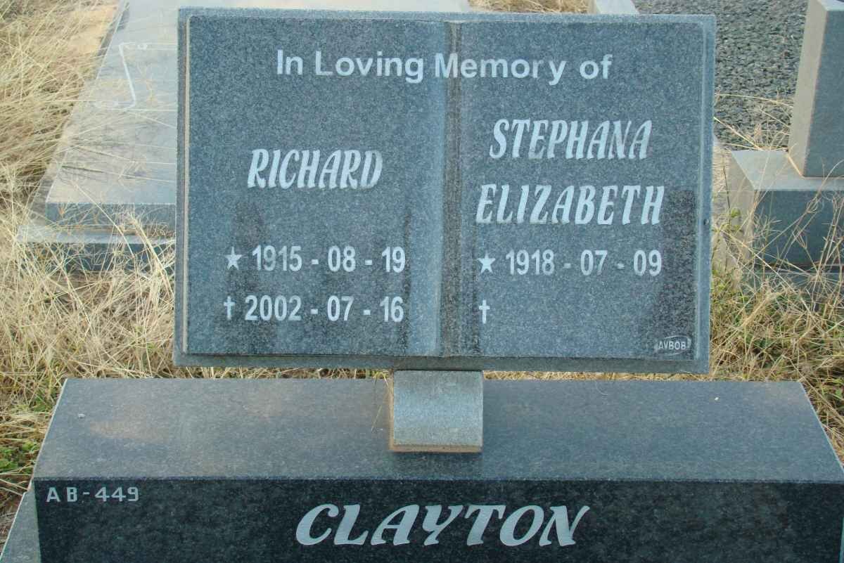 CLAYTON Richard 1915-2002 &amp; Stephana Elizabeth 1918-