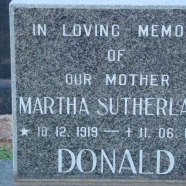 DONALD Martha Sutherland 1919-1993