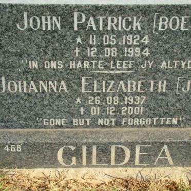 GILDEA John Patrick 1924-1994 &amp; Johanna Elizabeth 1937-2001