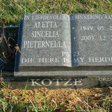 KOTZE Aletta Sincelia Pieternella 1949-2003
