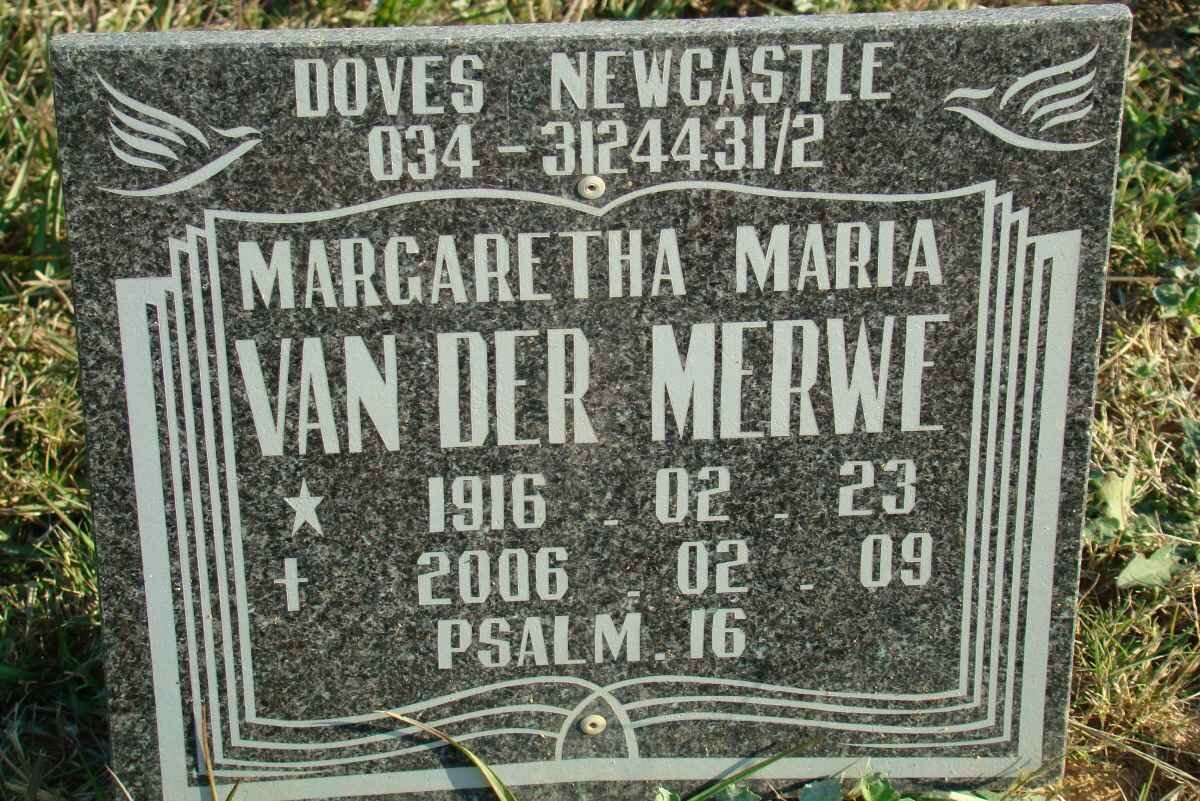 MERWE Margaretha Maria, van der 1916-2006