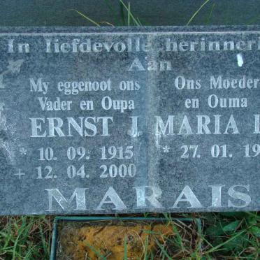 MARAIS Ernst J. 1915-2000 &amp; Maria E. 1918-