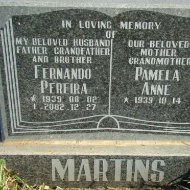 MARTINS Fernando Pereira 1939-2002 &amp; Pamela Anne 1939-