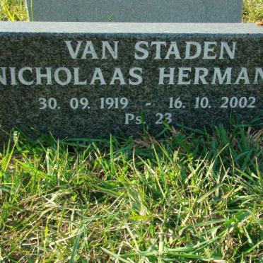 STADEN Nicholaas Hermanus, van 1919-2002