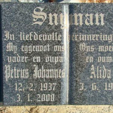 SNYMAN Petrus Johannes 1937-2000 &amp; Alida 1931-