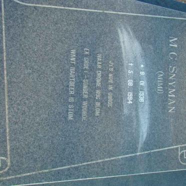 SNYMAN M.C. 1936-1994