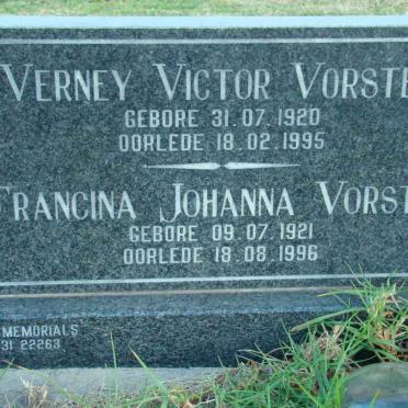 VORSTER Verney Victor 1920-1995 &amp; Francina Johanna 1921-1996