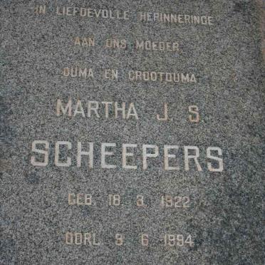 SCHEEPERS Martha J.S. 1922-1994