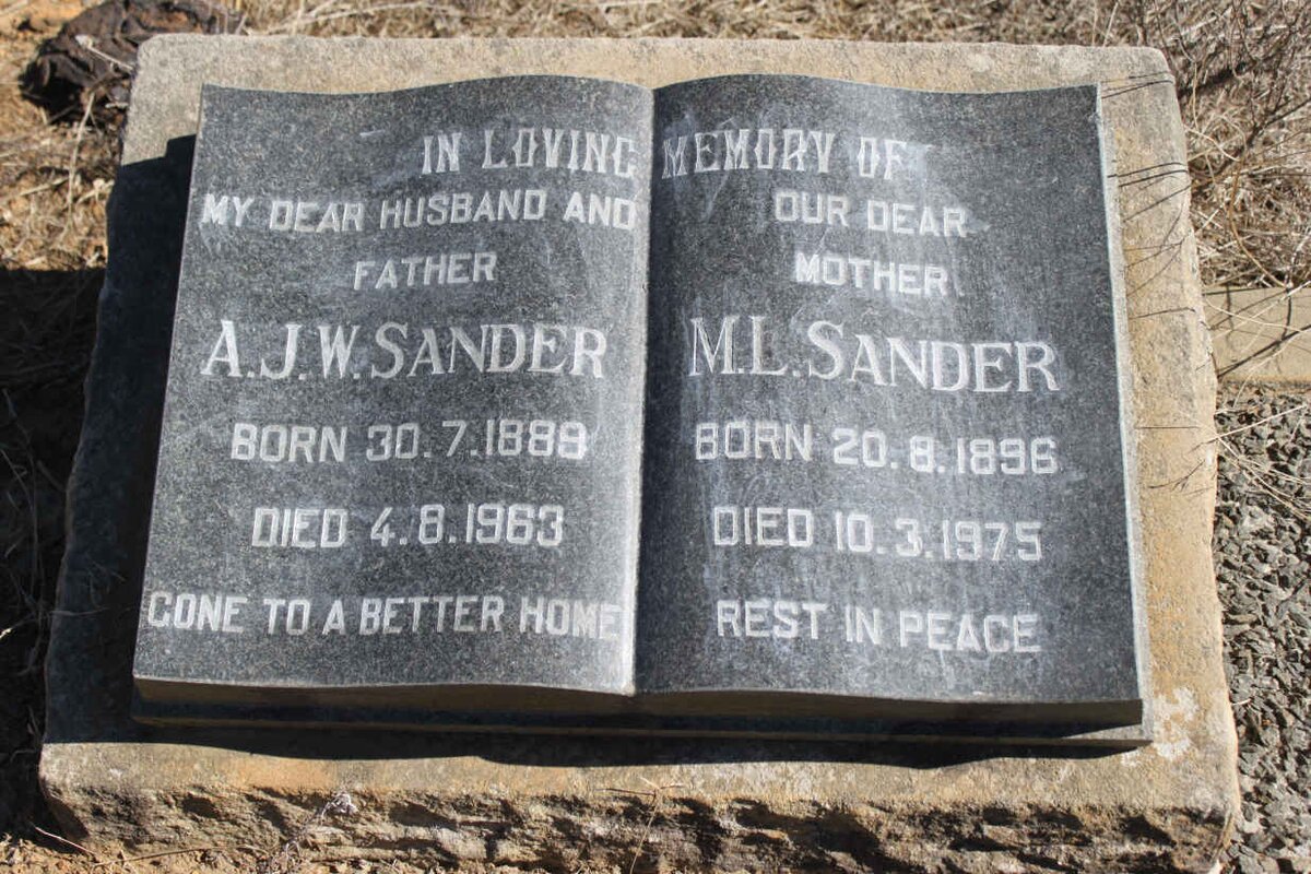 SANDER A.J.W. 1889-1963 &amp; M.L. 1896-1975