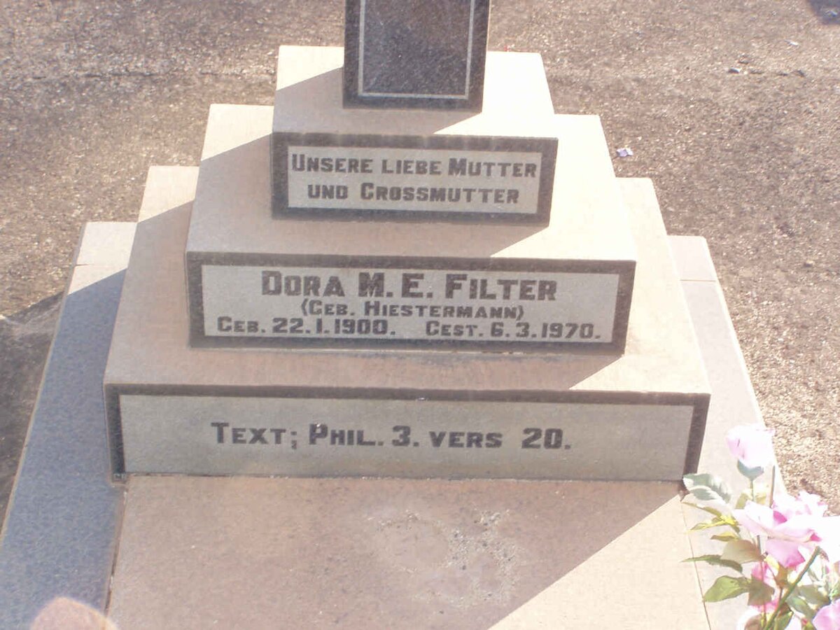 FILTER Dora M.E. nee HIESTERMANN 1900-1970