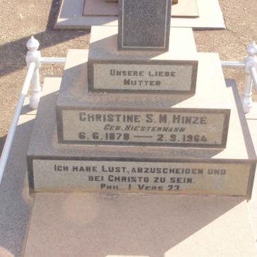 HINZE Christine S.M. nee HIESTERMANN 1878-1964