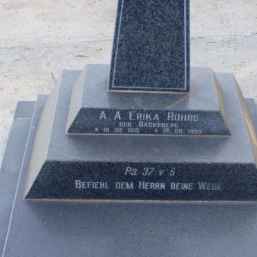 ROHRS A.A. Erika nee BACKEBERG 1915-1999