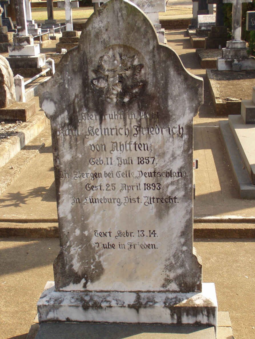 AHLFTEN Karl Heinrich Friedrich, von 1857-1893