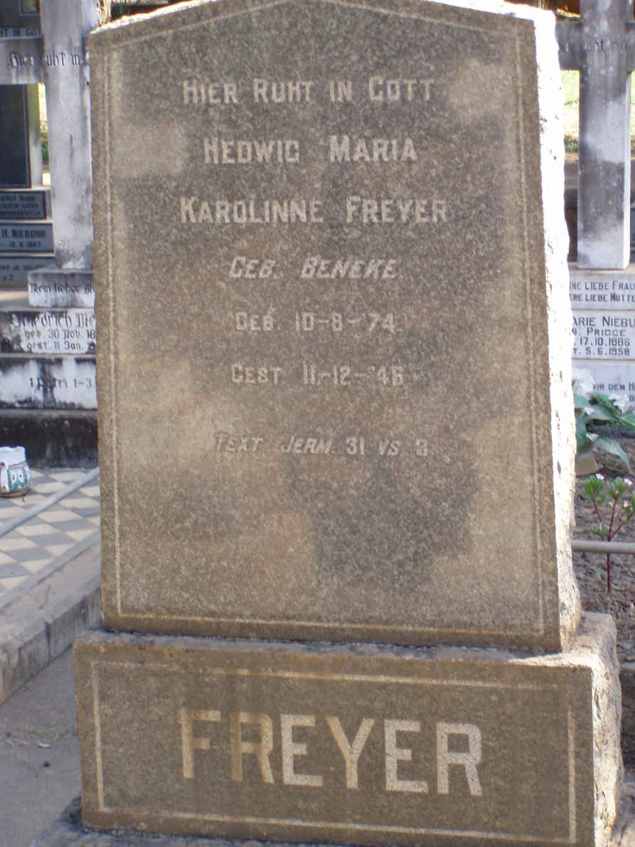 FREYER Hedwig Maria Karoline nee BENEKE 1874-1946
