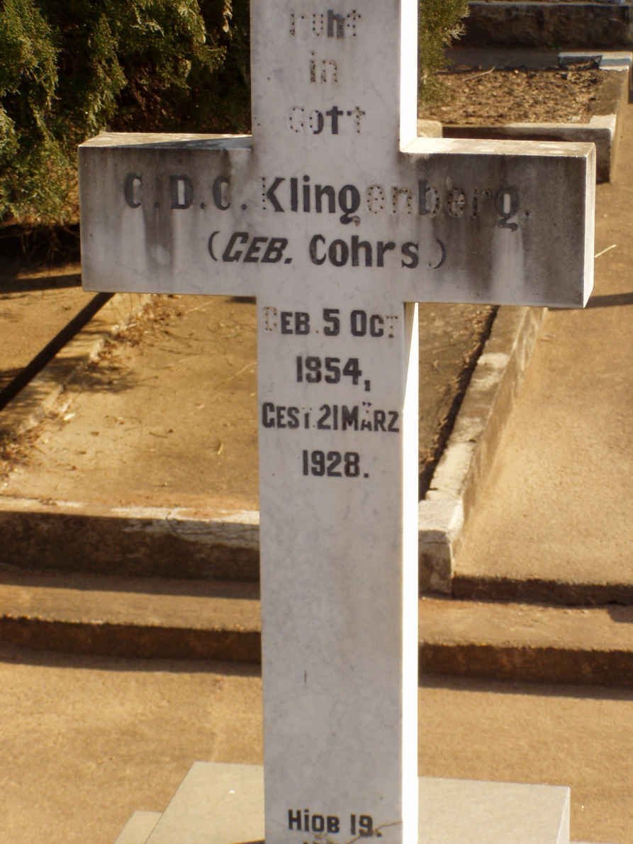 KLINGENBERG C.D.C. nee COHRS 1854-1928