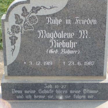 NIEBUHR Magdalene M. nee BÖHMER 1919-1987