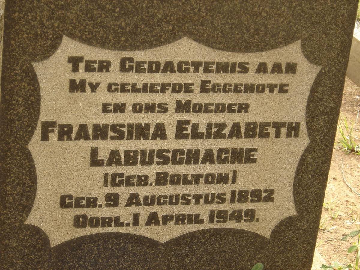 LABUSCHAGNE Fransina Elizabeth nee BOLTON 1892-1949