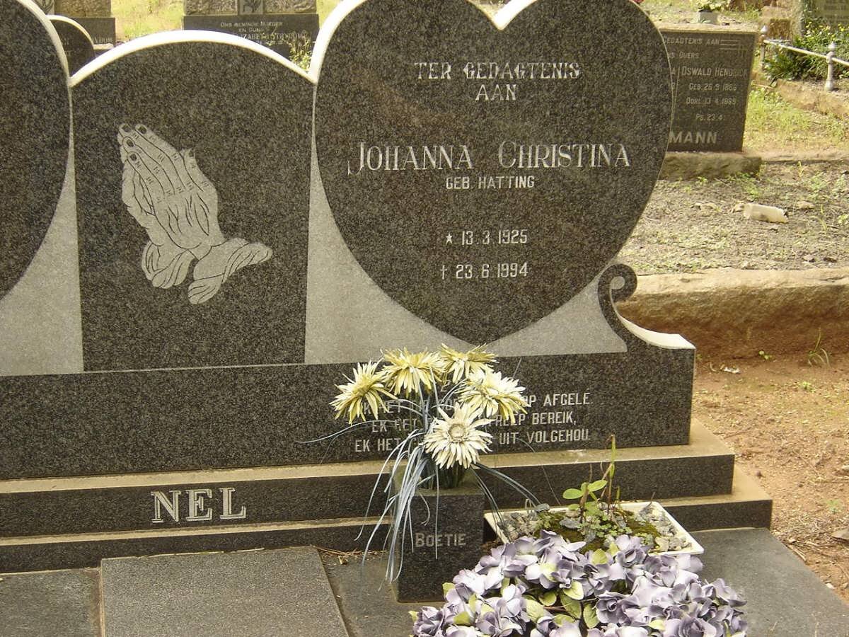 NEL Johanna Christina nee HATTING 1925-1994
