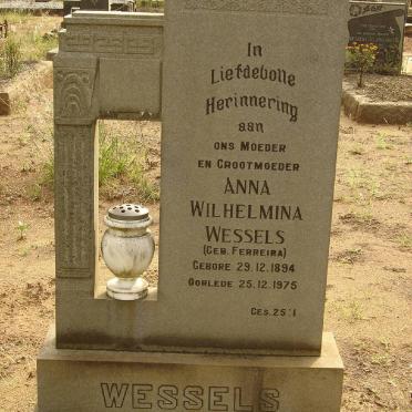 WESSELS Anna Wilhelmina nee FERREIRA 1894-1975