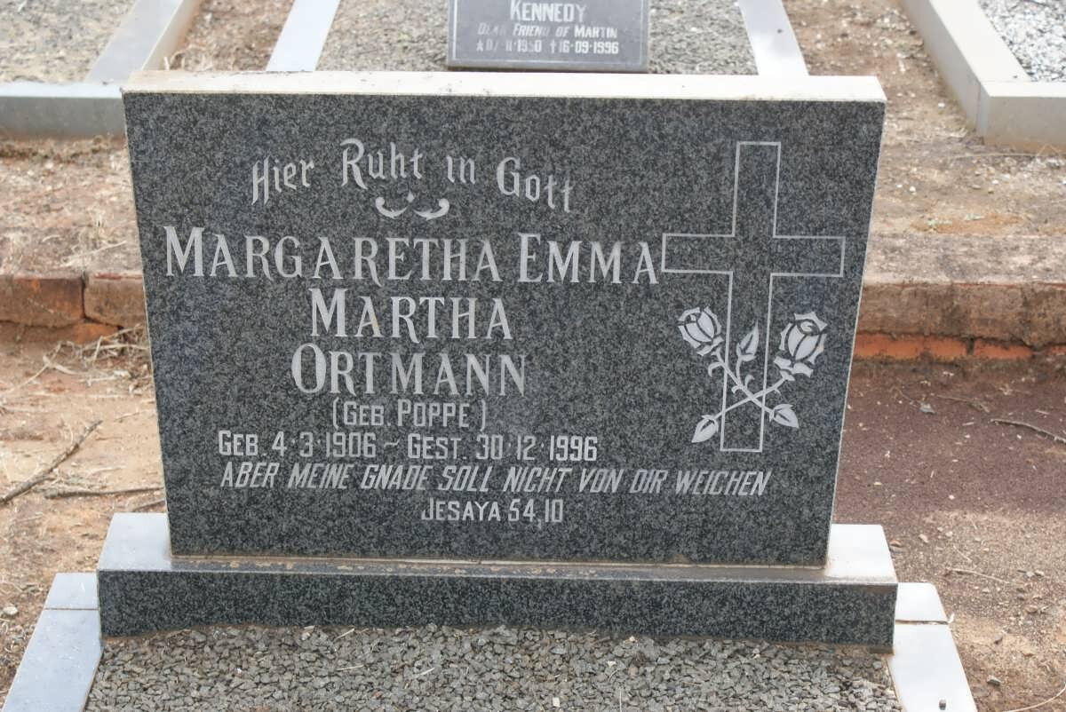 ORTMANN Margaretha Emma Martha nee POPPE 1906-1996