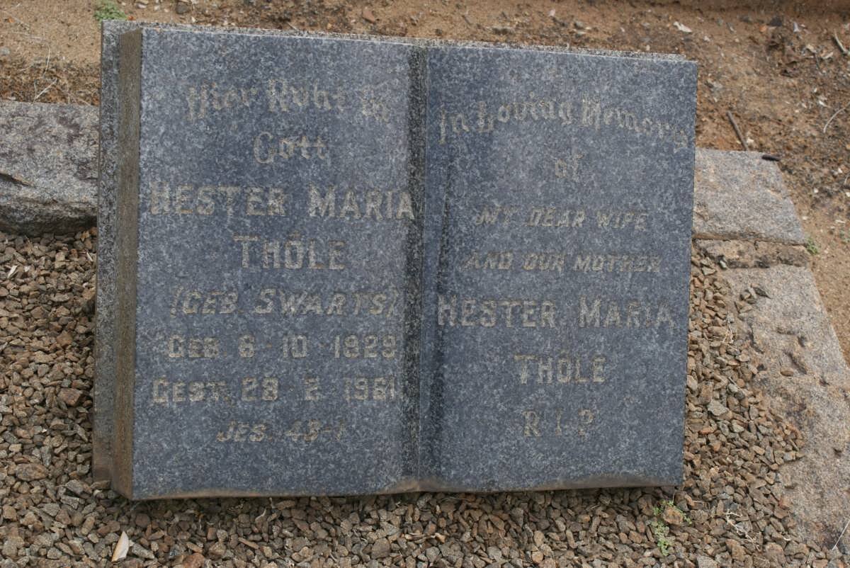 THÖLE Hester Maria nee SWARTS 1929-1961