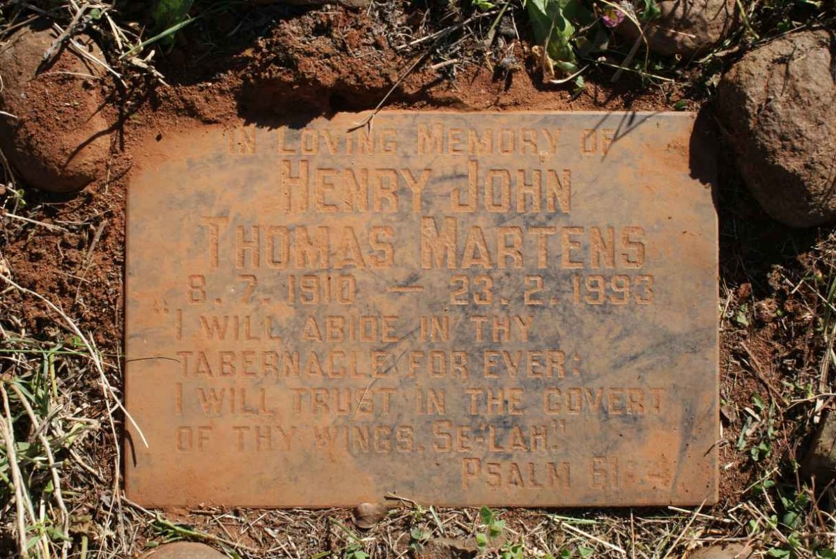 MARTENS Henry John Thomas 1910-1993
