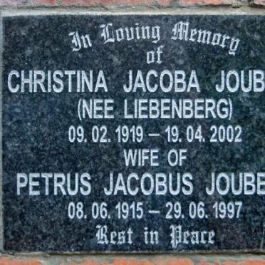 JOUBERT Petrus Jacobus 1915-1997 &amp; Christina Jacoba LIEBENBERG 1919-2002