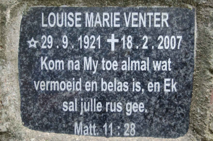 VENTER Louise Marie 1921-2007