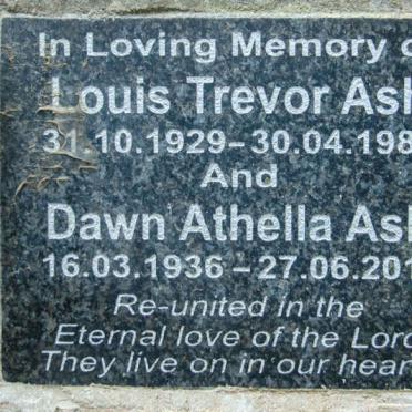 ASH Louis Trevor 1929-1988 &amp; Dawn Athella 1936-2011