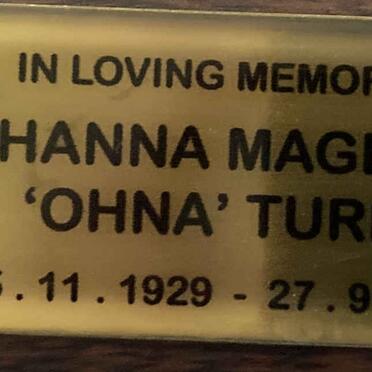 TURNER Johanna Magdalena 1929-2019