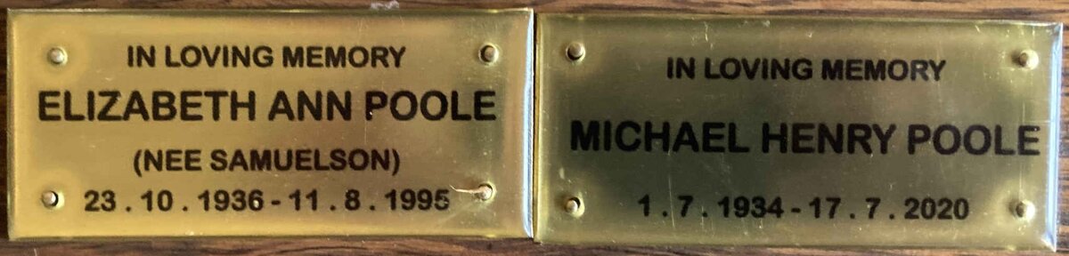 POOLE Michael Henry 1934-2020 & Elizabeth Ann SAMUELSON 1936-1995