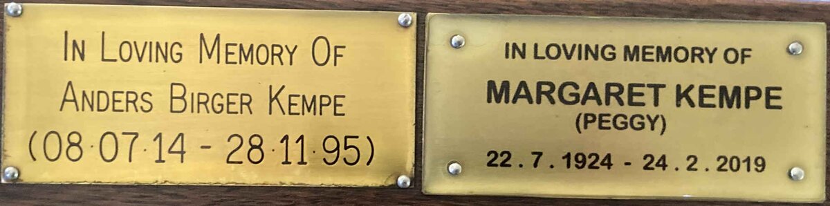 KEMPE Anders Birger 1914-1995 & Margaret 1924-2019