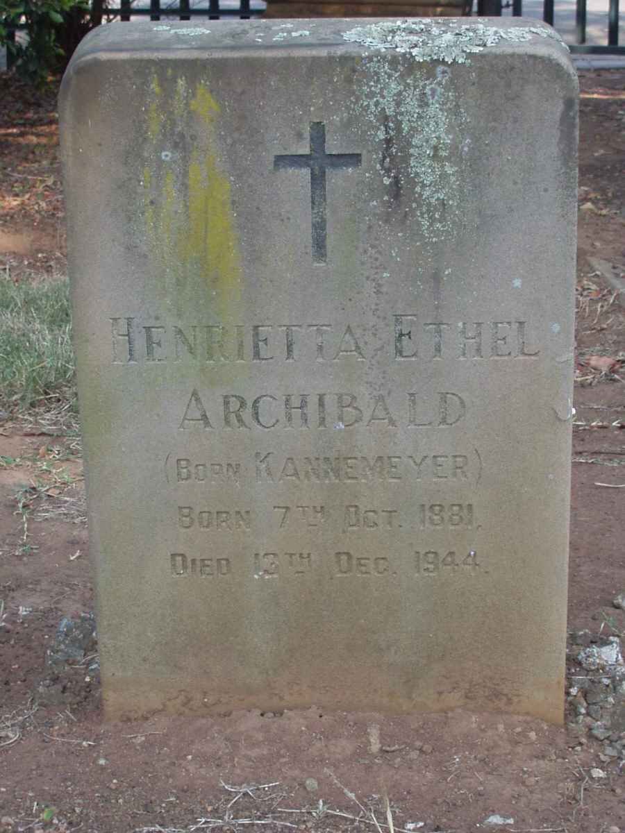 ARCHIBALD Henrietta Ethel nee KANNEMEYER 1881-1944
