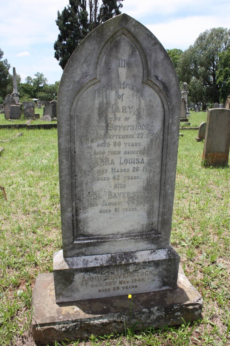 BAVERSTOCK John -1921 &amp; Mary -1909 &amp; Annie -1940 :: BAVERSTOCK Anna Louisa -1910