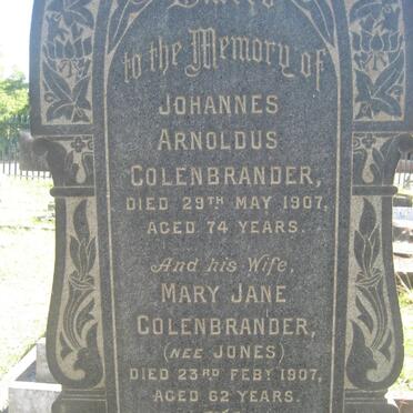 COLENBRANDER Johannes Arnoldus -1907 &amp; Mary Jane JONES -1907