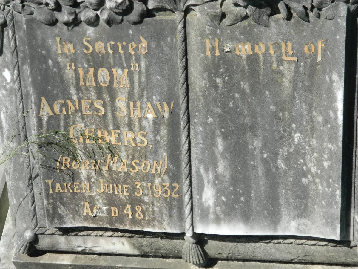 GEBERS Agnes Shaw nee MASON -1932