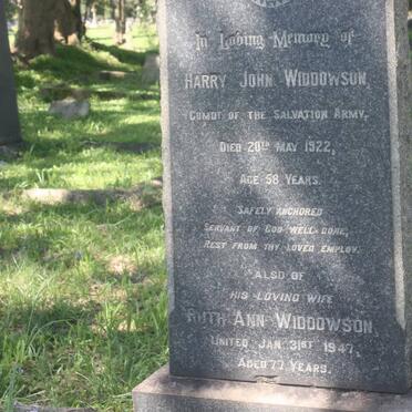 WIDDOWSON Harry John -1922 &amp; Ruth Ann -1947 