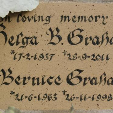 GRAHAM Helga B. 1937-2011 :: GRAHAM Bernice 1963-1998