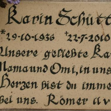 SCHÚTTE Karin 1936-2010