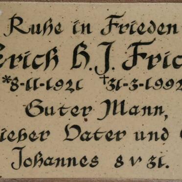 FRICKE Erich H.J. 1921-1992