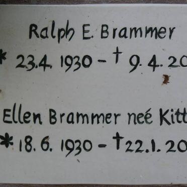 BRAMMER Ralph E. 1930-2002 &amp; Ellen KITTEL 1930-2009
