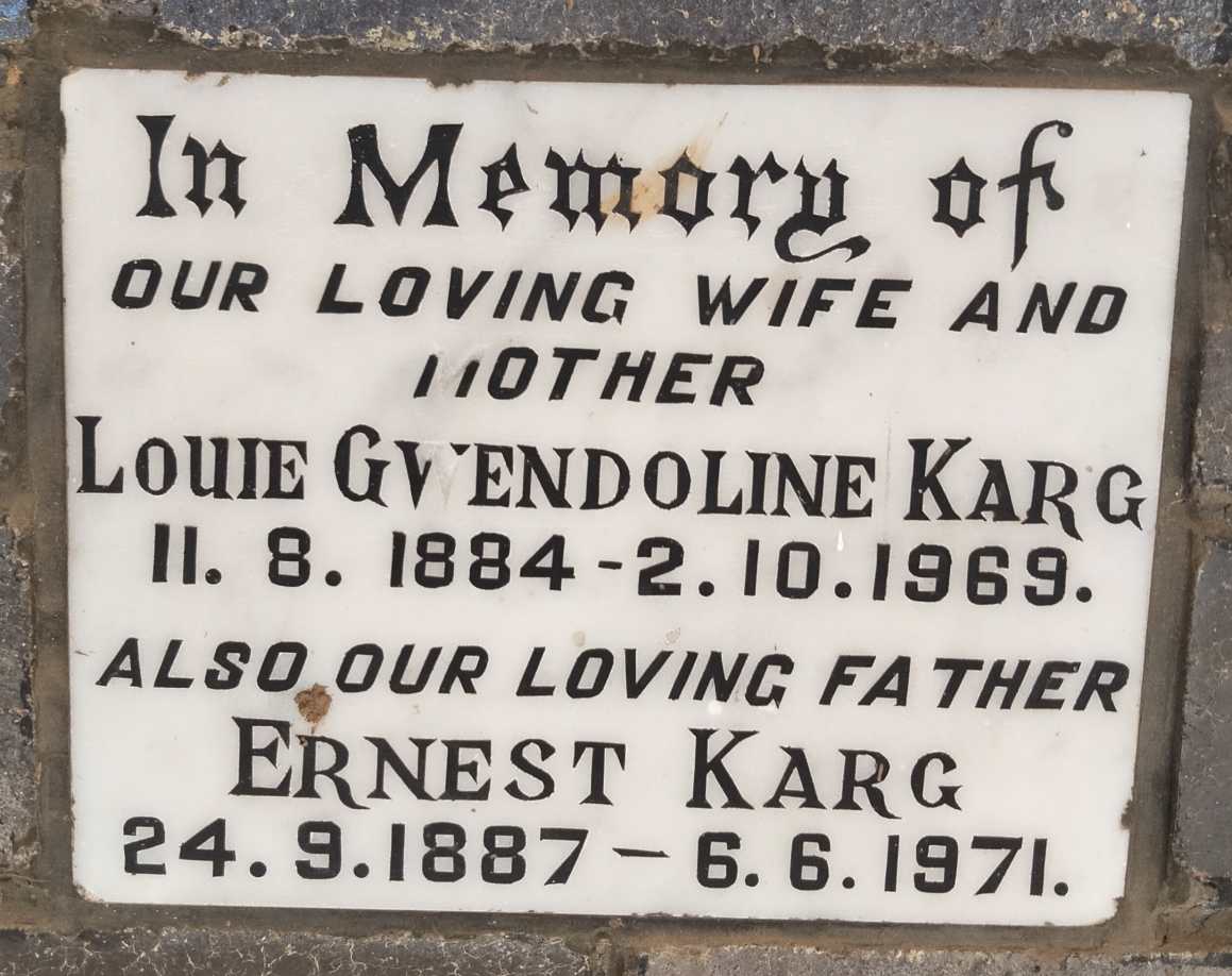KARG Ernest 1887-1971 & Louie Gwendoline 1884-1969