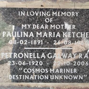 KETCHER Paulina Maria 1891-1966 :: RAW Petronella Galway 1920-2006