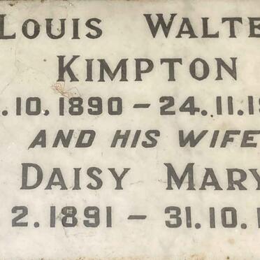 KIMPTON Louis Walter 1890-1955 & Daisy Mary 1891-1965