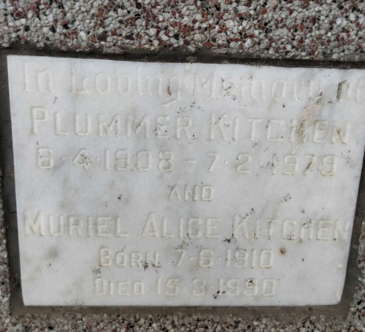 KITCHEN Plummer 1908-1979 & Muriel Alice 1910-1990