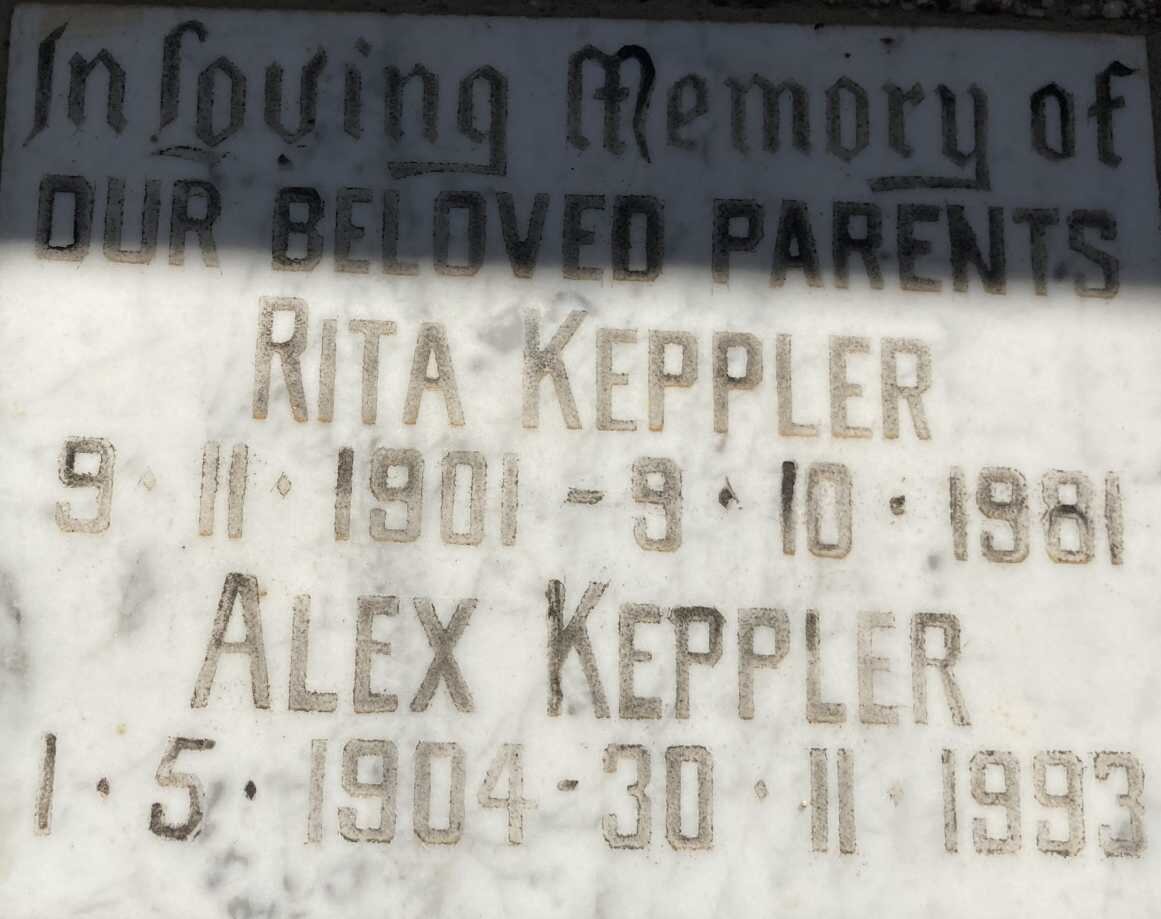 KEPPLER Alex 1904-1993 & Rita 1901-1981