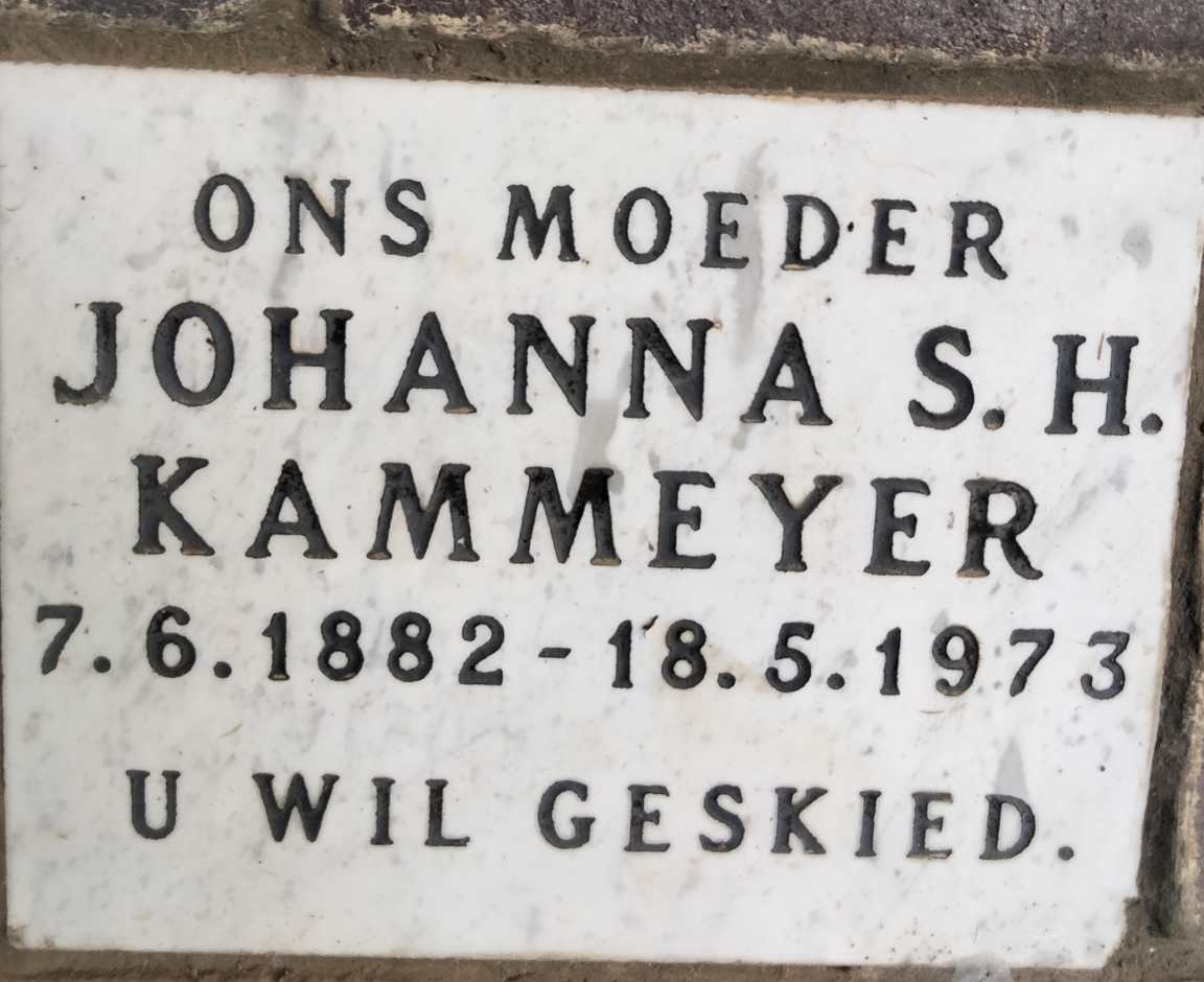 KAMMEYER Johanna S.H. 1882-1973